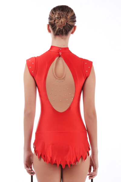 Justaucorps de gymnastique rythmique rouge avec strass MR509R - vue 4