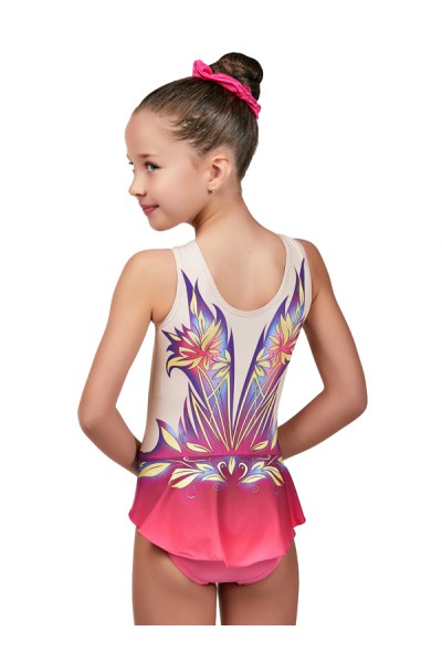Justaucorps de gymnastique rythmique floral fuchsia et bleu MR505L1 - vue 2