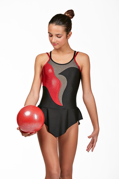 Justaucorps de gymnastique rythmique noir et rouge MR707L1 - vue 1