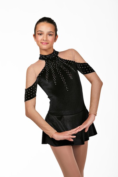 Maillot de patinaje artístico de terciopelo negro MP720