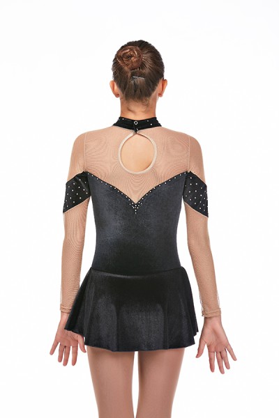 Maillot de patinaje artístico de terciopelo negro MP720 - vista 2