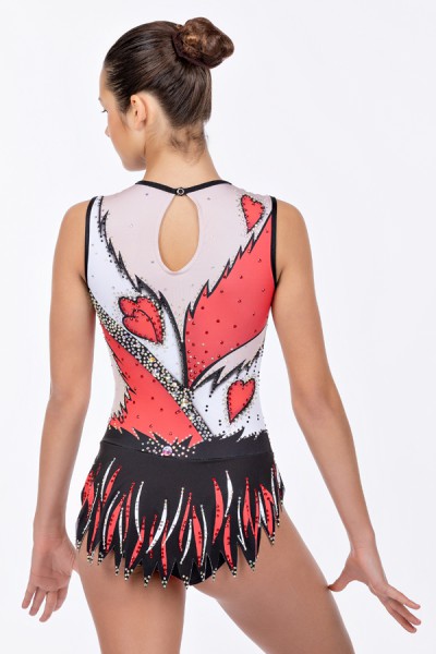 Maillot de gimnasia rítmica MR805 rojo y negro