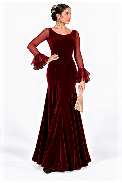Vestido de flamenco Terciopelo Burdeos