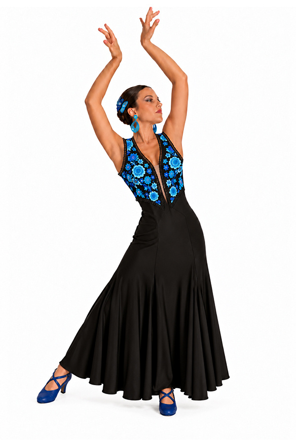 Vestido de flamenco Floral Azul