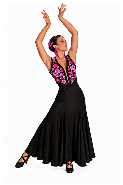 Vestido de flamenco Floral Fucsia