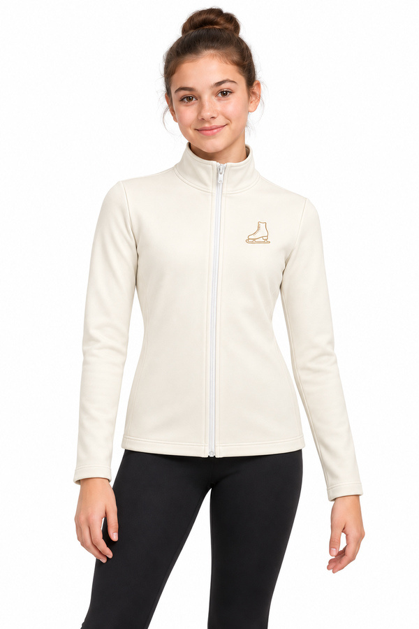 Chaqueta de patinaje Marfil esencial en lycra polar, vista delantera.