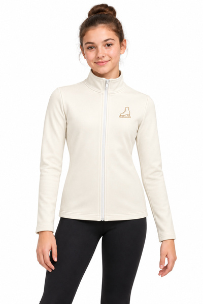 Chaqueta de patinaje Marfil esencial en lycra polar, vista delantera.