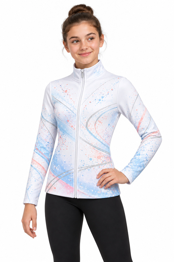 Chaqueta de patinaje Huellas sobre hielo en lycra polar, vista delantera.