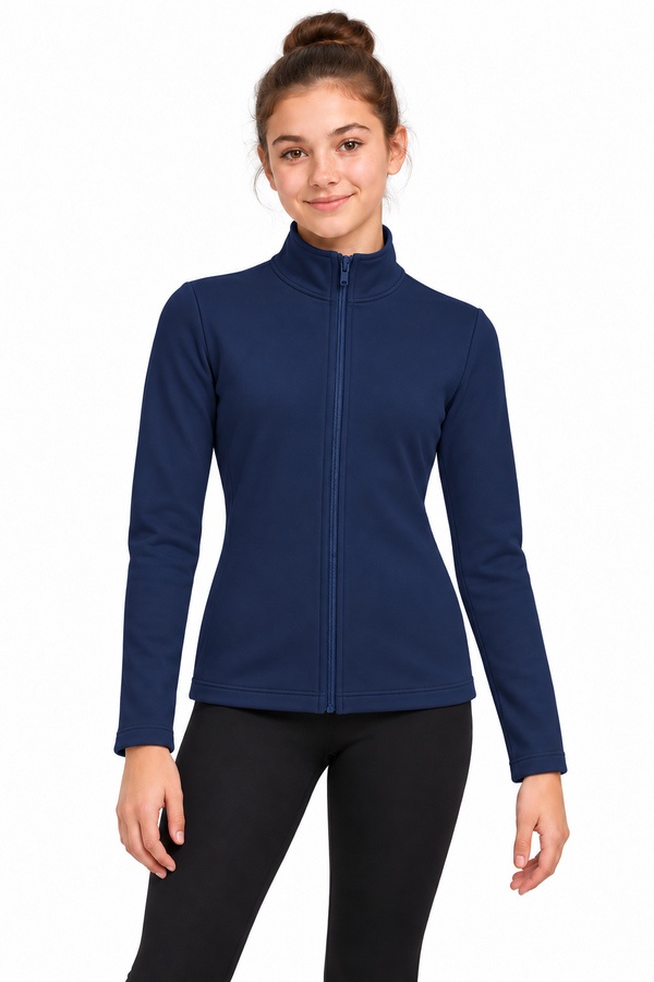 Chaqueta de patinaje azul marino lisa, vista delantera.