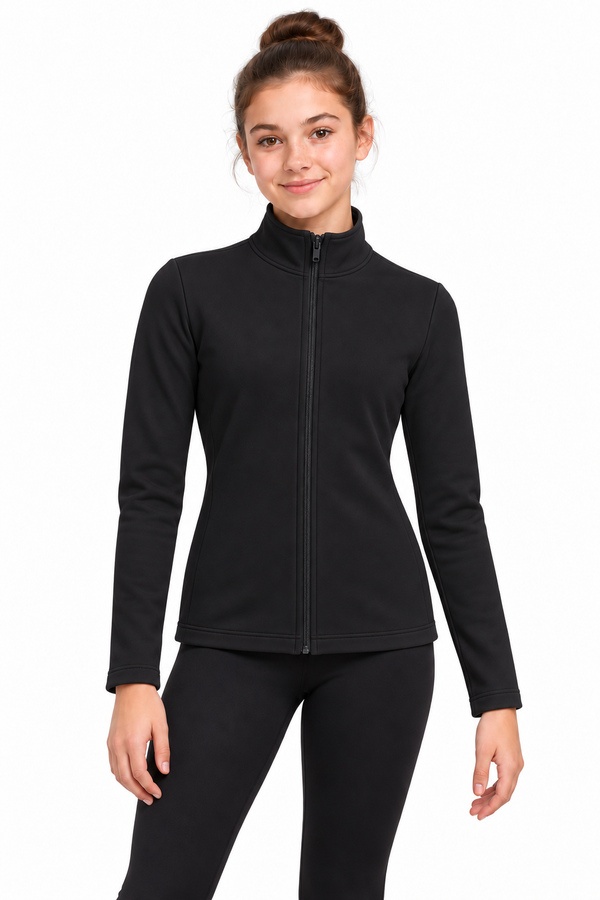 Chaqueta de patinaje negra lisa, vista delantera.