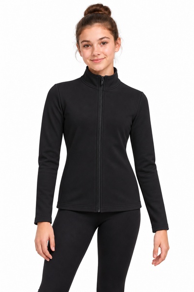 Chaqueta de patinaje negra lisa, vista delantera.